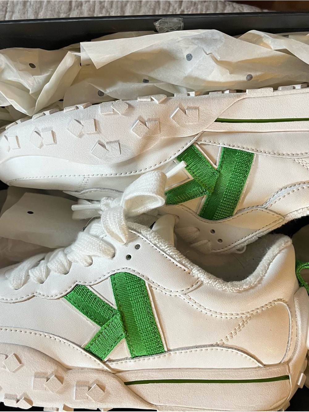 kate spade White Sneakers with Green Logo Accent